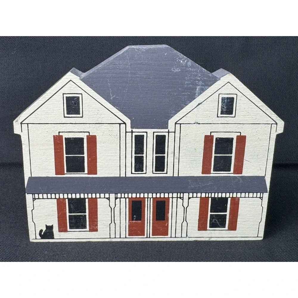 VTG 1986 Cat's Meow Village Wooden Keepsake The Canal Company Roscoe Village